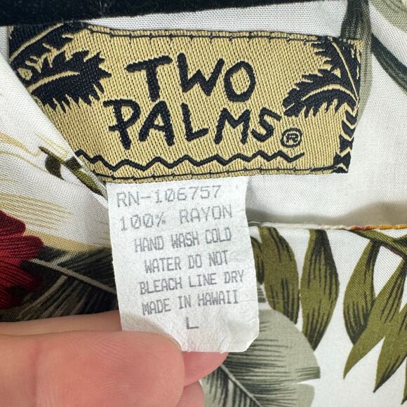 Two Palms Rayon Tropical Print Faux Wrap Sleeveless Lightweight Mini Dress Sz L - Picture 5 of 5